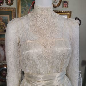Vintage White Lace Dress With Slip